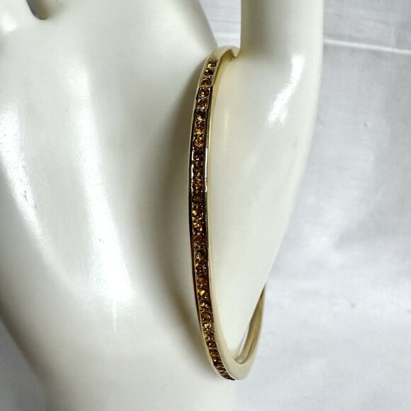 Vintage Monet Gold Tone Rhinestone Bangle Bracelet 1980s-1990s Signed - Picture 5 of 8